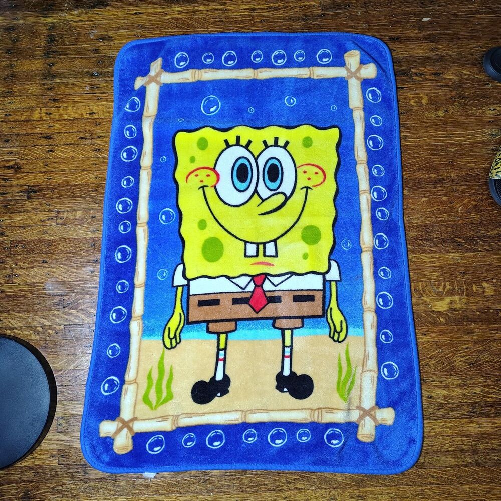 Vintage 2000 SpongeBob Soft Silky Fleece Throw 30"x44" Kids Nickelodeon Throw